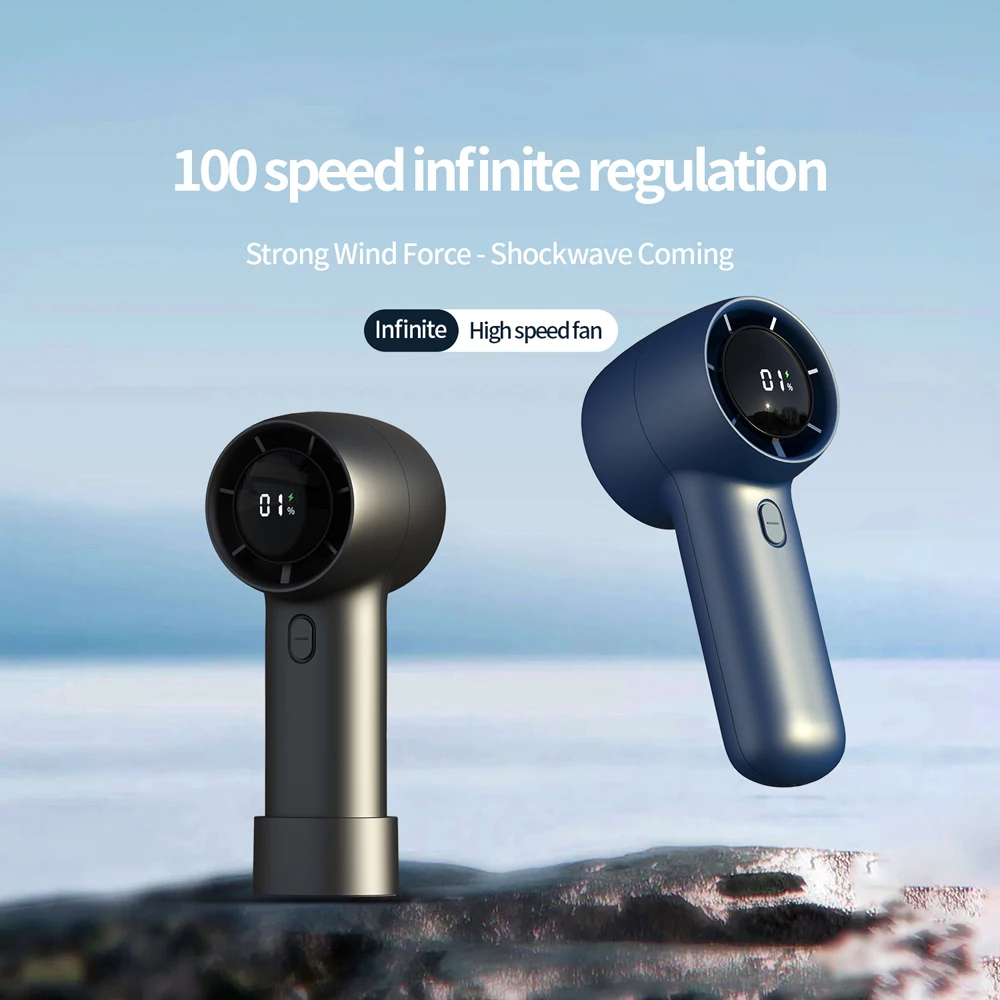 초저소음 충전식 블레이드리스 터보 선풍기, 휴대용, 100 풍속, 야외 스포츠용 핸드헬드