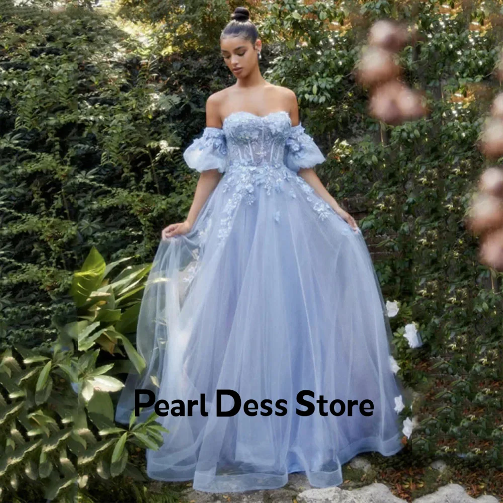 

Blue Sweetheart Sticker Off the Shoulder Celebrity Network Wedding Ball Dress Customized Dress for Special Occasions