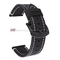 Vintage Leather Quick Release Watch Strap for Men & Women - Universal Accessory (Black)