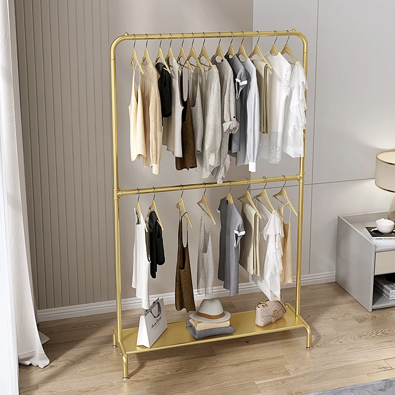 Space Saver Heavy Duty Clothes Rack Storage Bedroom Gold Clothes Hanger Floor Stand Balcony Mueble Recibidor Modern Furniture