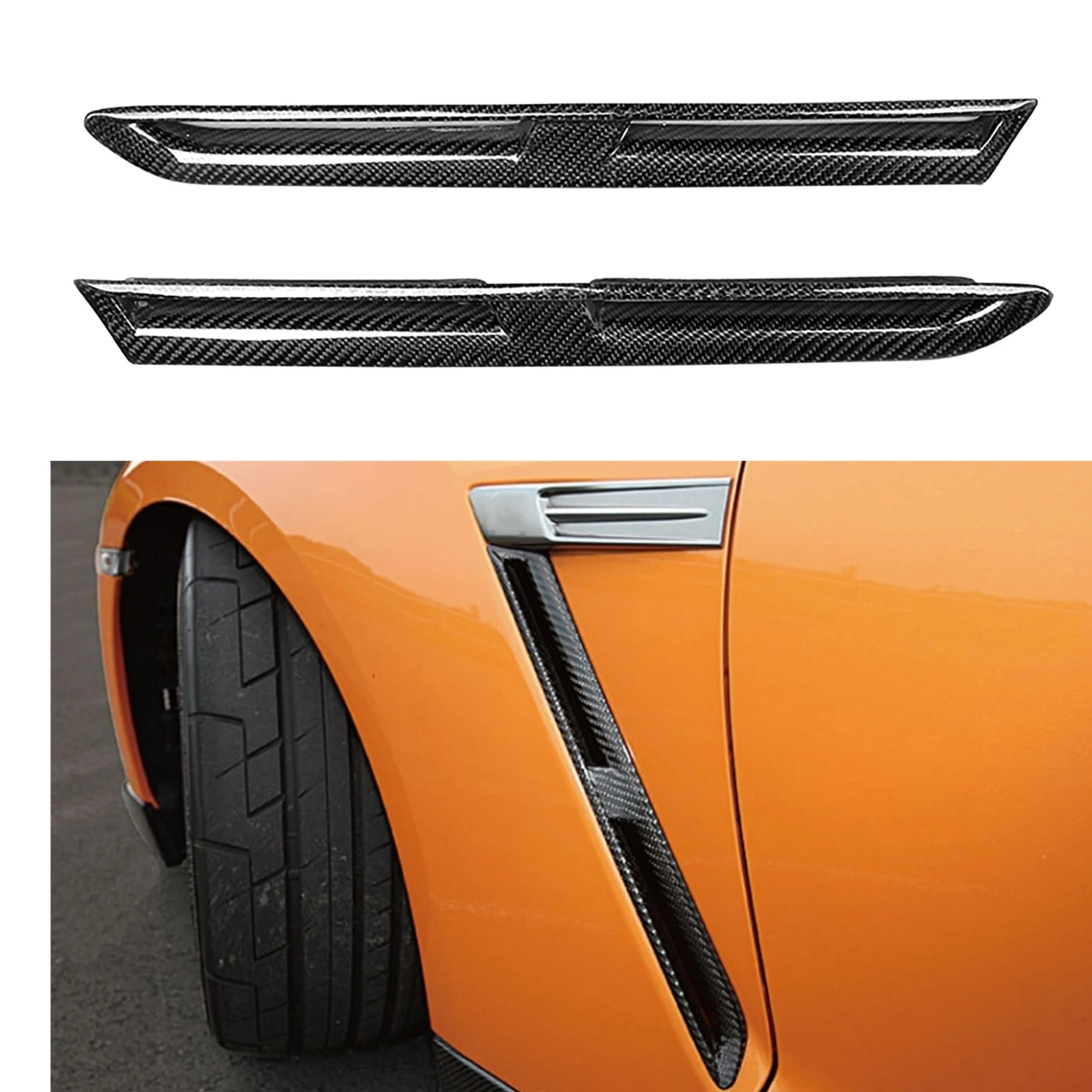 Parafango Anteriore In Fibra Di Carbonio Side Air Vent Trim Presa Del Condotto Dell'Auto Spoiler Strip Splitter Canard Lip Per Nissan Gtr R35 2009-201