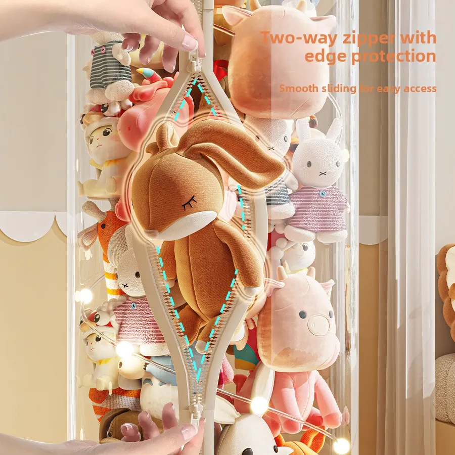 Upaded Zipper Plu Doll Storage Buet Transparent Box Toy Organizer for Children Creative Cartoon Sle Home Storage Basket