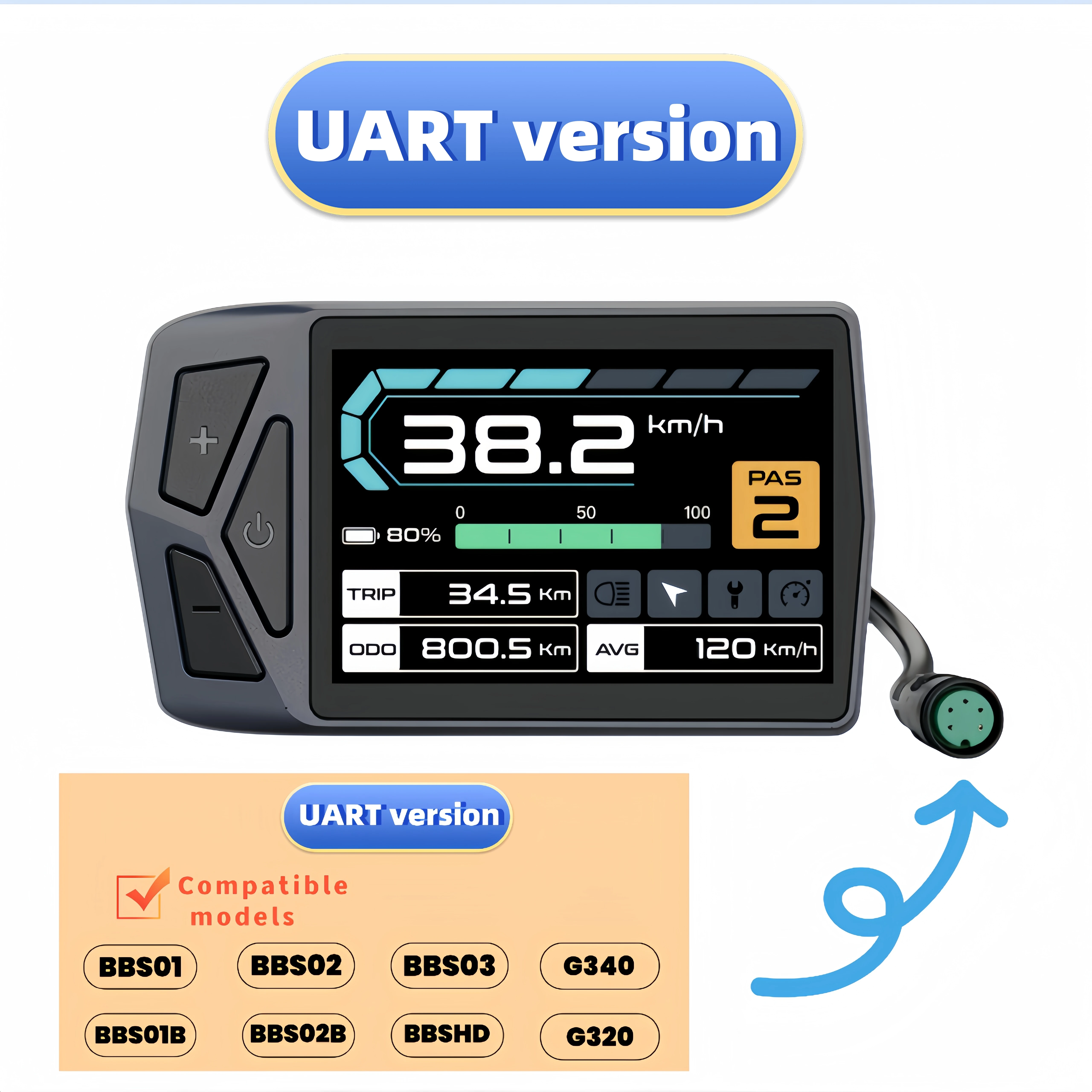 Description Picture 5 of itemBaFang Electric Assisted Bicycle Color Bluetoth Display EB02 CAN Protocol Mid Motor M510 M600 M820 M200 M300 M500 M400 M620 M410