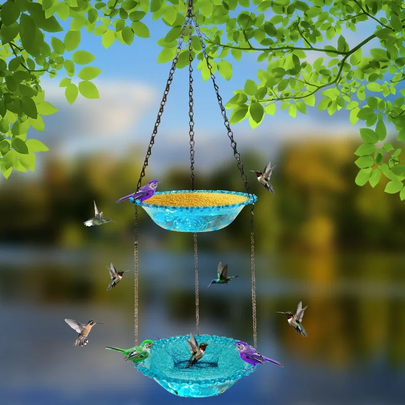 Premium Double-Layer Hanging Wild Bird Feeder with Bird Bath for Garden and Patio - Hummingbird Feeder, Bird Feeder Outdoor