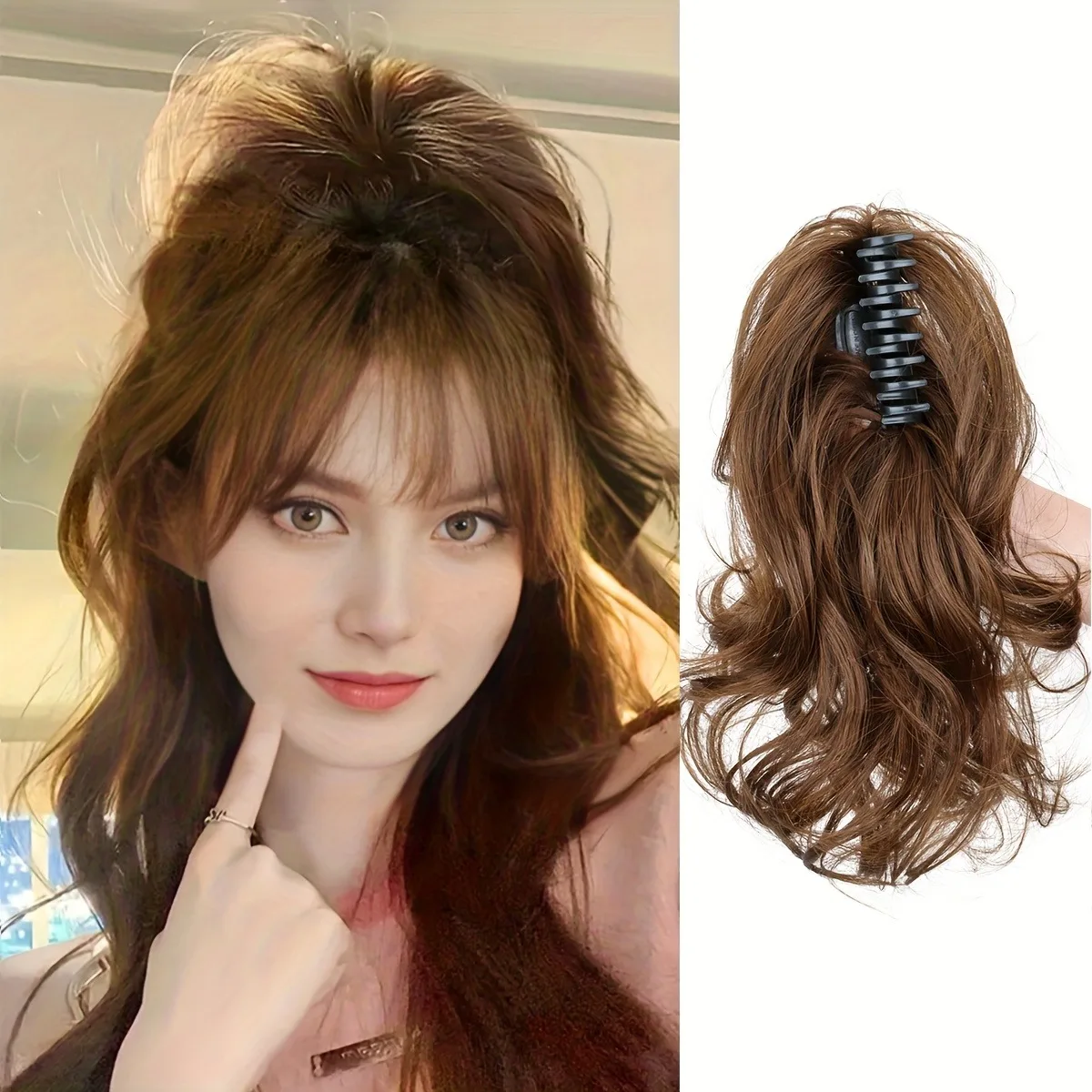 베스트셀러 합성 곱슬머리 집게형 포니테일 연장 패션 풍성한 짧은 헤어피스 여성용 헤어 볼륨 부스터