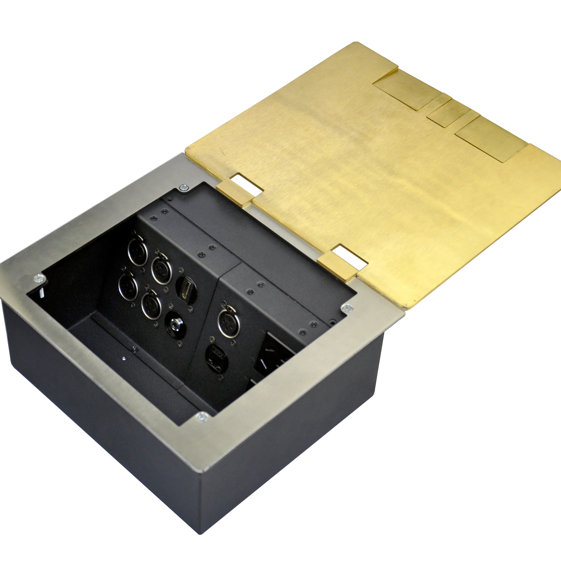 

Brushed Golden Metal Power data for office Multi Insert Stainless floor outlet Network Floor Socket