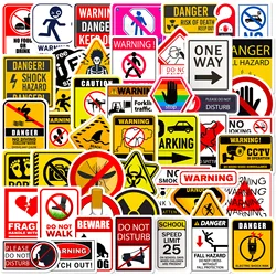10/25/50pcs Warning Stickers Graffiti Danger Banning for DIY Decor Stationery Suitcase Water Bottle Phone Laptop Skateboard