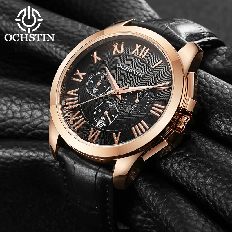 Hot OCHSTIN 2024 Simple Trend Multifunction Automatic Quartz Movement Waterproof Watch Men's Quartz Watch