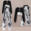 2023 Autumn Women Fashion Crop Sweatshirt Letter Sling Print Pants 1 or 3 Piece Set Lady Cool Streetwear Outfits Tops Trousers 3