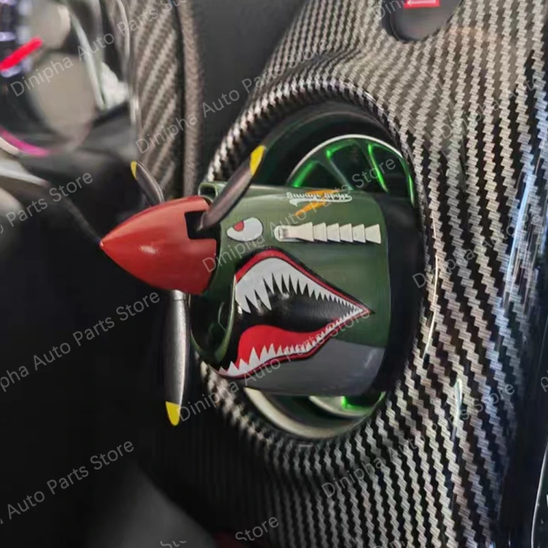 New Creative P-40 Airplane Model Car Aroma Diffuser Green Shark Mouth/Tiger Head Tribute Vent Propeller Interior Trim_voghion.com