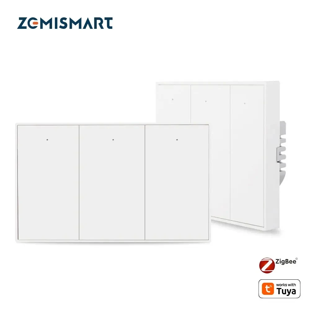 Zemismart Zigbee Smart Wall Light Switch Push ปุ่มสวิทช์ Neutral ไม่มี Neutral ทํางานร่วมกับ Tuya App Alexa Google Home 1