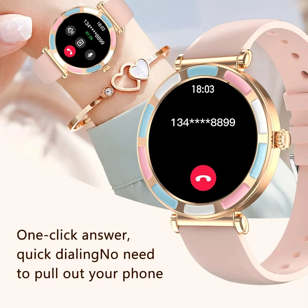 LIGE Fashion Smartwatch Women 1.27"HD Screen Bracelet Ladies Heart Rate Sports Waterproof Bluetooth Call Music Woman Smart Watch