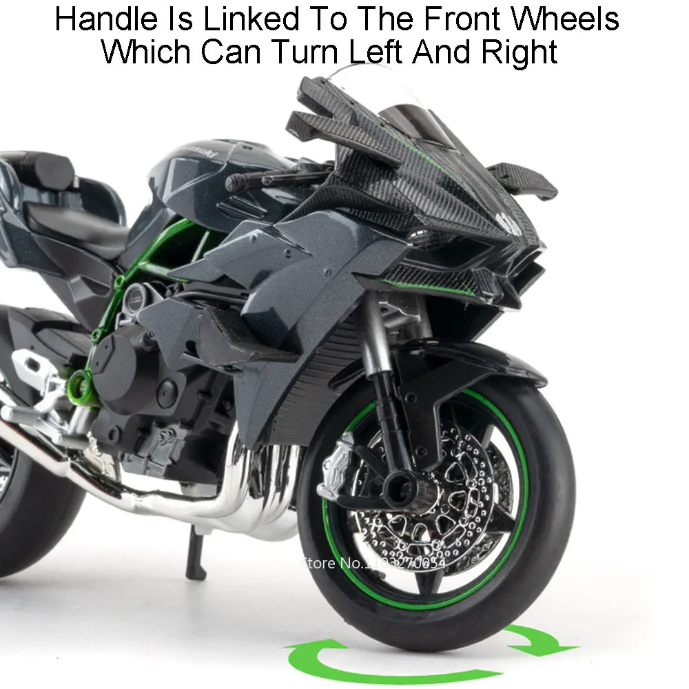 1:12 Kawasaki H2R BWM S1000RR Alloy Motorcycle Toys Diecast Miniature Car Front Wheel Steering Motorbike Children Christmas Gift 3