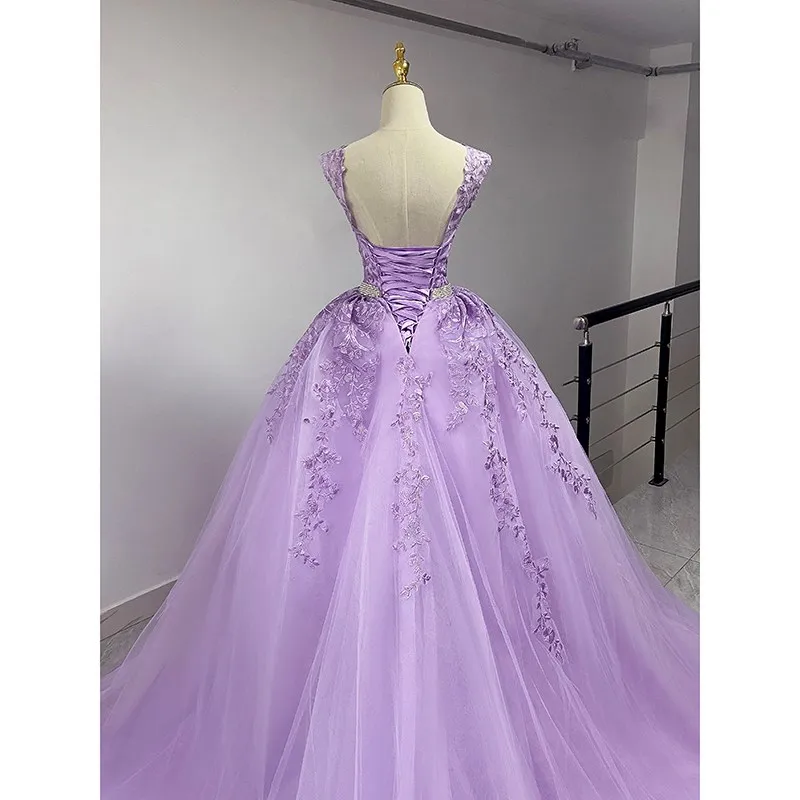 Light Purple Lace Wedding Dress