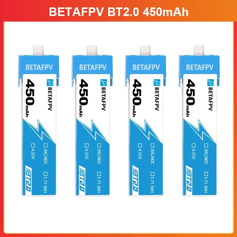 Betafpv 4Pcs Bt2.0 450Mah 1S Batteria 4.35V Per Cetus Pro/Cetus X Kit Fpv Droni Caricabatteria Droneaccessori