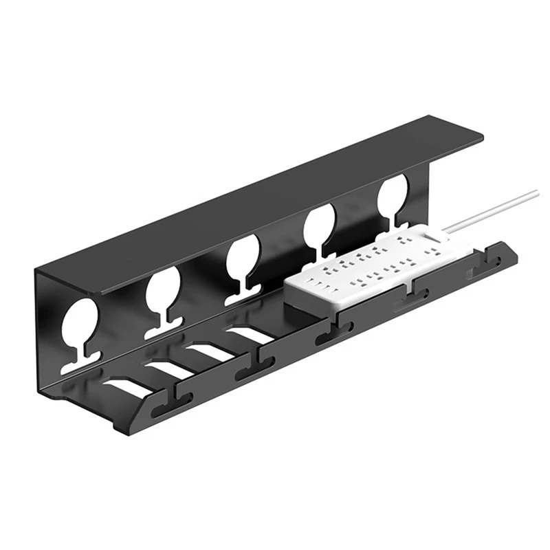 No Drilling Sturdy Under Desk Cable Management Metal Cable Tray Under Desk With Clamp Power Strip Cord Holder Rack Stand