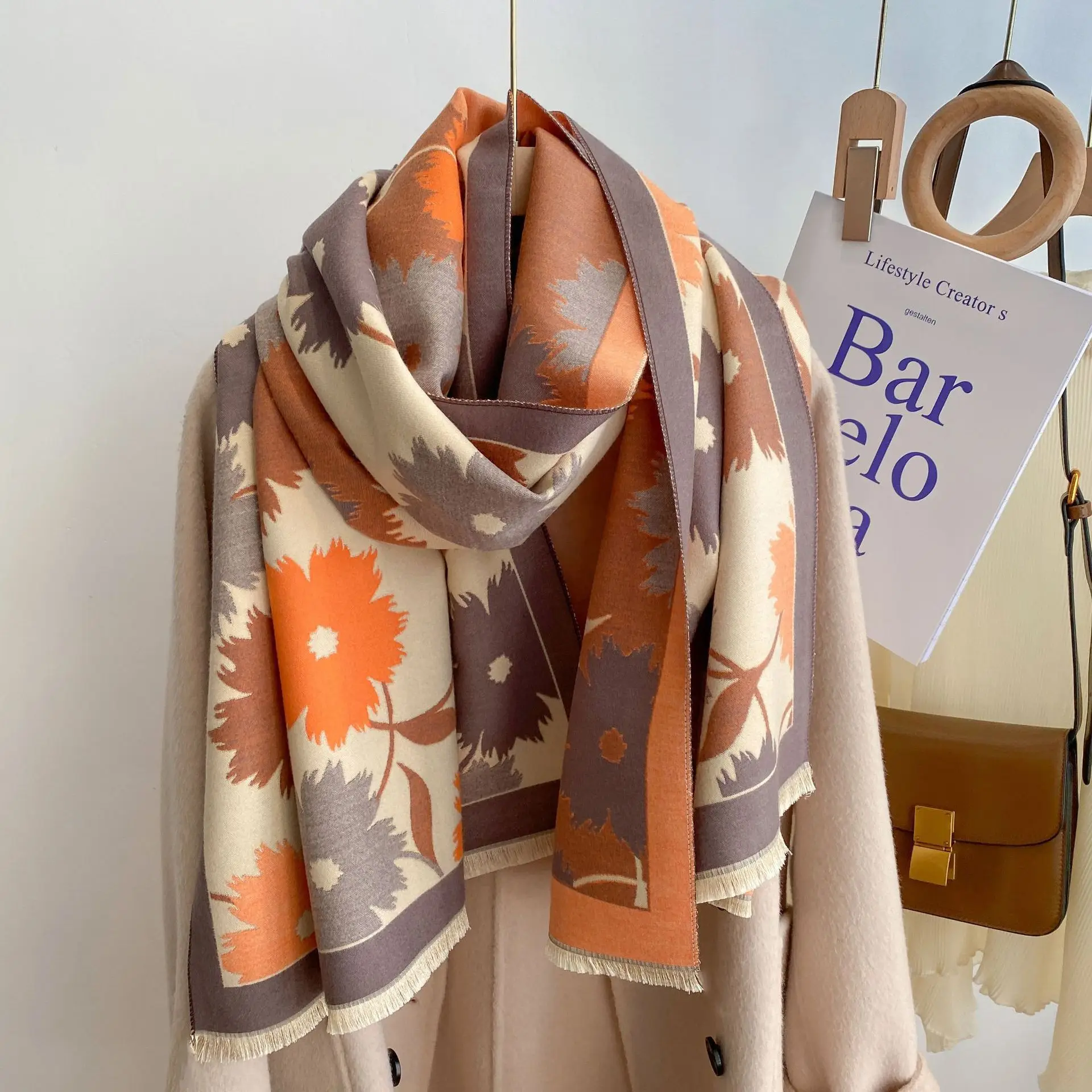 

Thick Blanket Winter Warm Scarf for Women Fashion Floral Print Cashmere Shawl Wraps Pashmina Stoles Bufanda Female