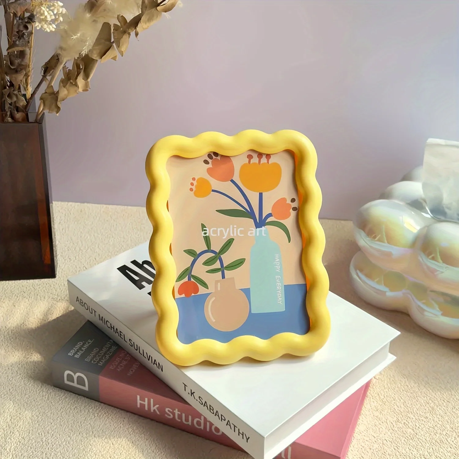 Milk Yellow Ins Style Cute Decorative Picture Frame Desktop Ornament Wall Art Creative Home Decoration Small Tabletop Decor