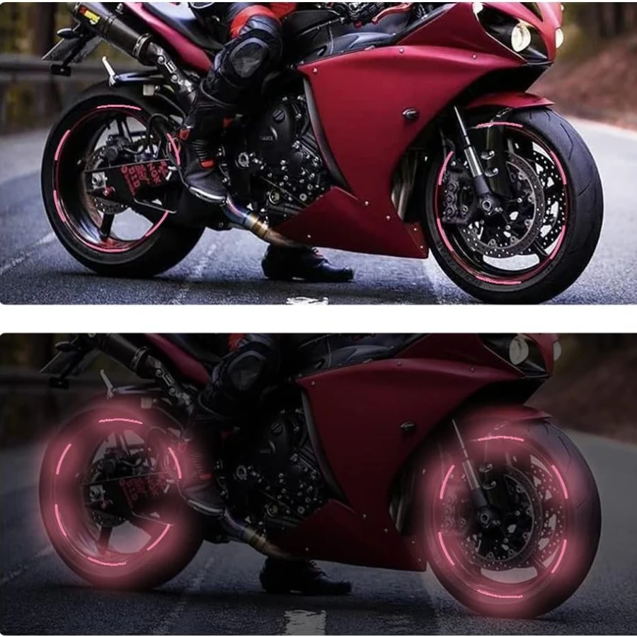 20PCS Reflective Car Wheel Stripe Stickers, Car Tire Rim Safety Decorative Stickers For Motorcycle Bike Truck Car Decals