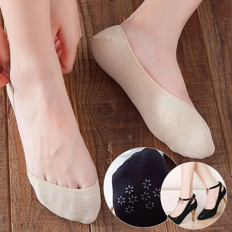 Cotton Narrow Waisted Boat Sock Slippers Versatile Plum Blossom Anti Slip For Women Low Tube Sock Invisible Summer Thin Lady Sox cotton socks boat socks women socks woman socks
