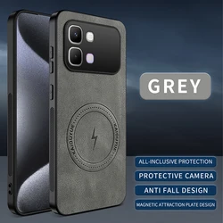 Leather Magnetic Drop - Proof Cover with Wireless Charging Capability for Infinix Note Edge (GRAY)