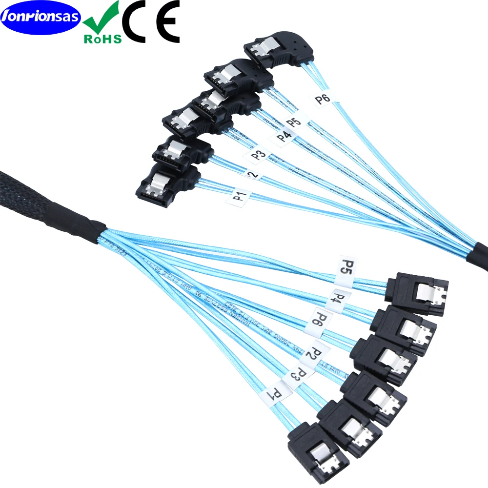 SATA 180 градусов, 7 контактов, 6 шт./комплект, 12 Гбит/с, SATA, сменный кабель с левым углом изгиба для компьютера, сервера, CD, DVD-привода