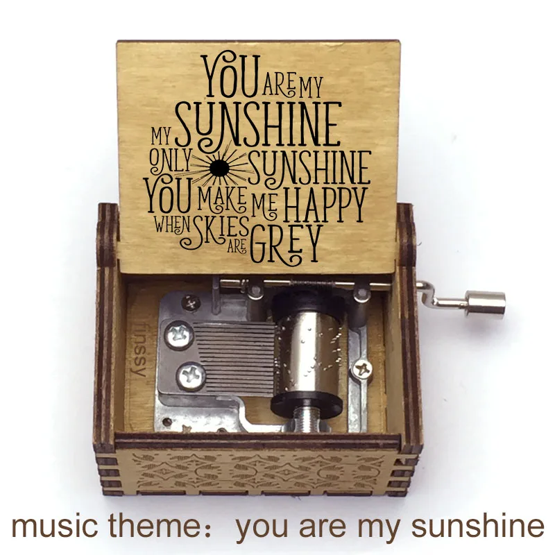 Music Box Wooden Quotes Print You Are My Sunshine For Kids Birthday Party