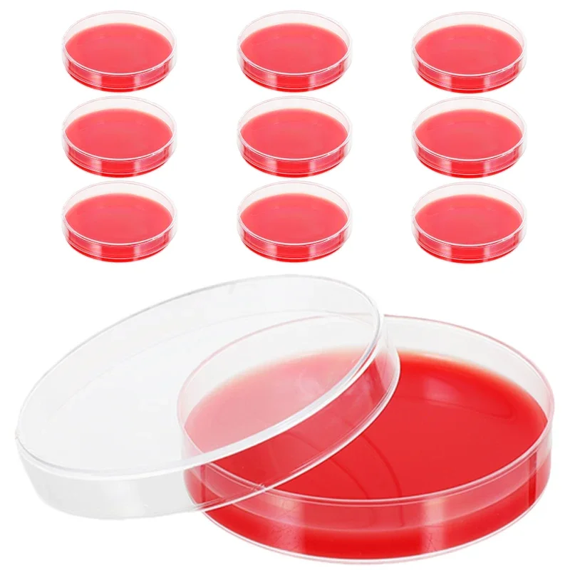 Blood Plate Culture Petri Round Disposable Petri Dish Growth Medium PE Sterile Dishes Plates Labs diameter 90mm 10Pcs