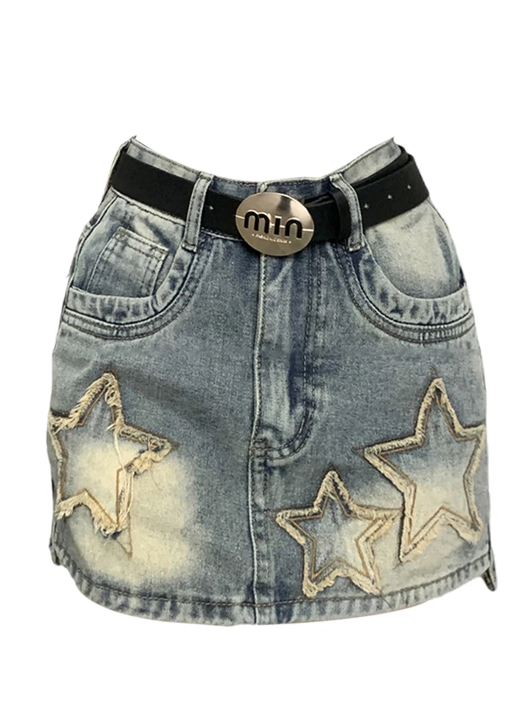 

Summer Women American Vintage E-girl Retro Japanese Y2k Mini Star Denim Skirt Gyaru Coquette Harajuku 2000s Jean E-girl Kpop New