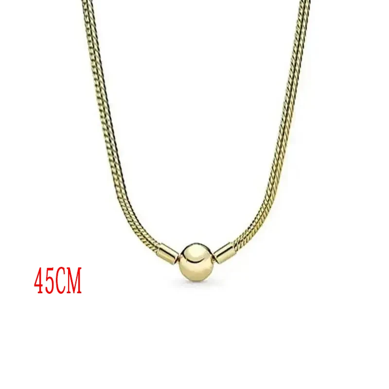 New Hot 100% 925 Pure Silver Women's Versatile Round Head Snake Bone Necklace DIY Fashion Charm Jewelry Gift