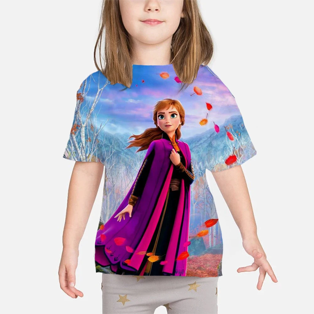 

Short Sleeves Children's Frozen 2 T-Shirts Girls Kids T Shirts Summer Casual Tees Tops 1-14 Years Children Elsa TShirts Clothes