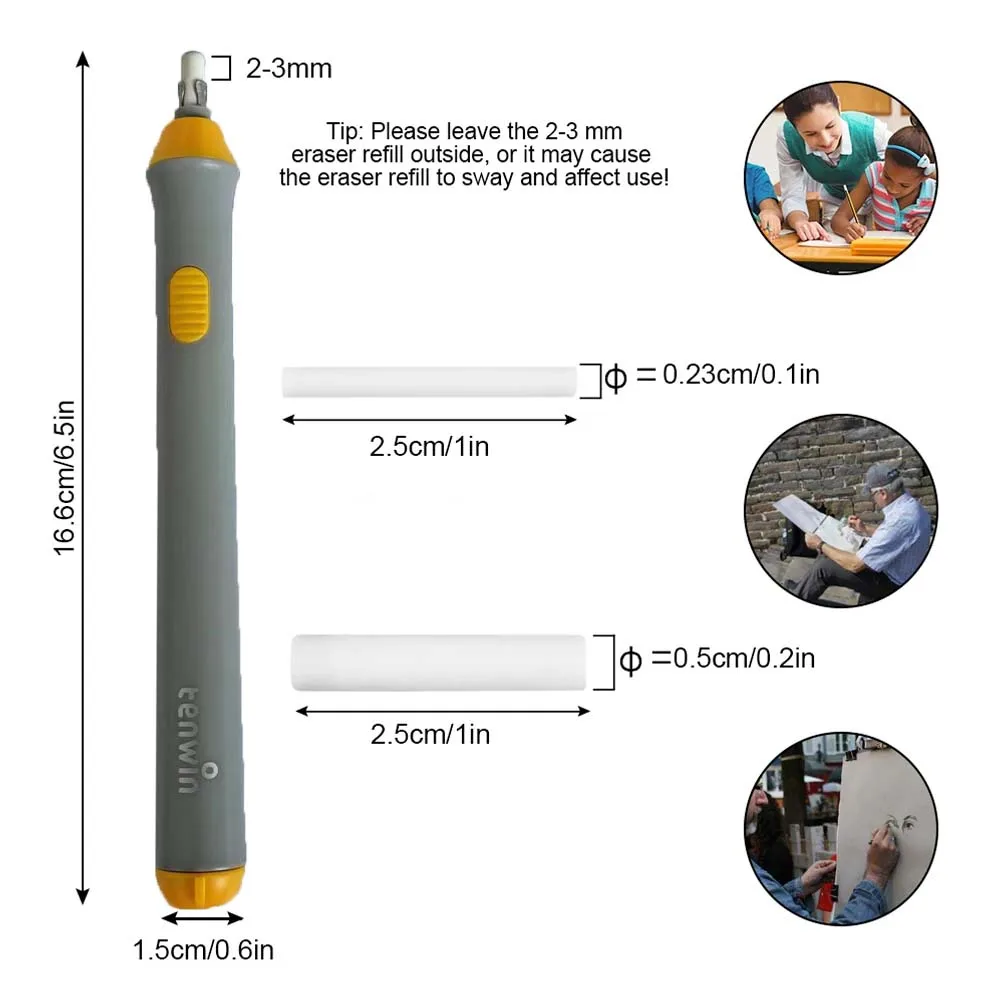 TENWIN Electric Eraser Set - Automatic Rotary Eraser for Sketching  Revision Batteries Not Included