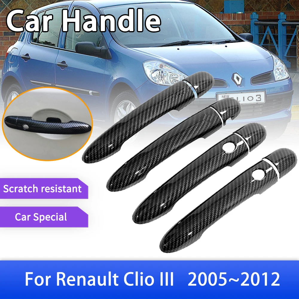 Carbon Fiber Door Handle Cover for Renault Megane 2 II MK2 2003 2004 2005 2006 2007 2008 Car