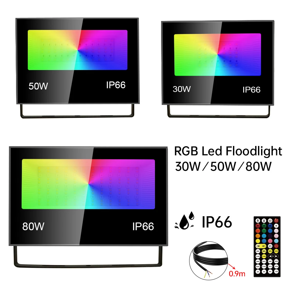 Rgb Led Reflector Module Reflector LED RGB Impermeable IP66 de 80W/50W/30W AC85-265V ...