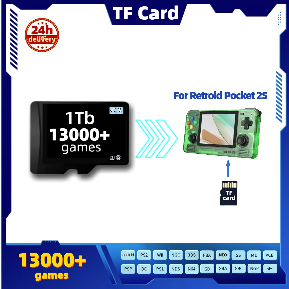 Tf Game Card Per Retroid Pocket 2S Rp 3 + Memory Ps2 Psp Ps1 Ngc 3Ds Box Classic Retro Games Portatile Palmare 1T 512G Odin 2