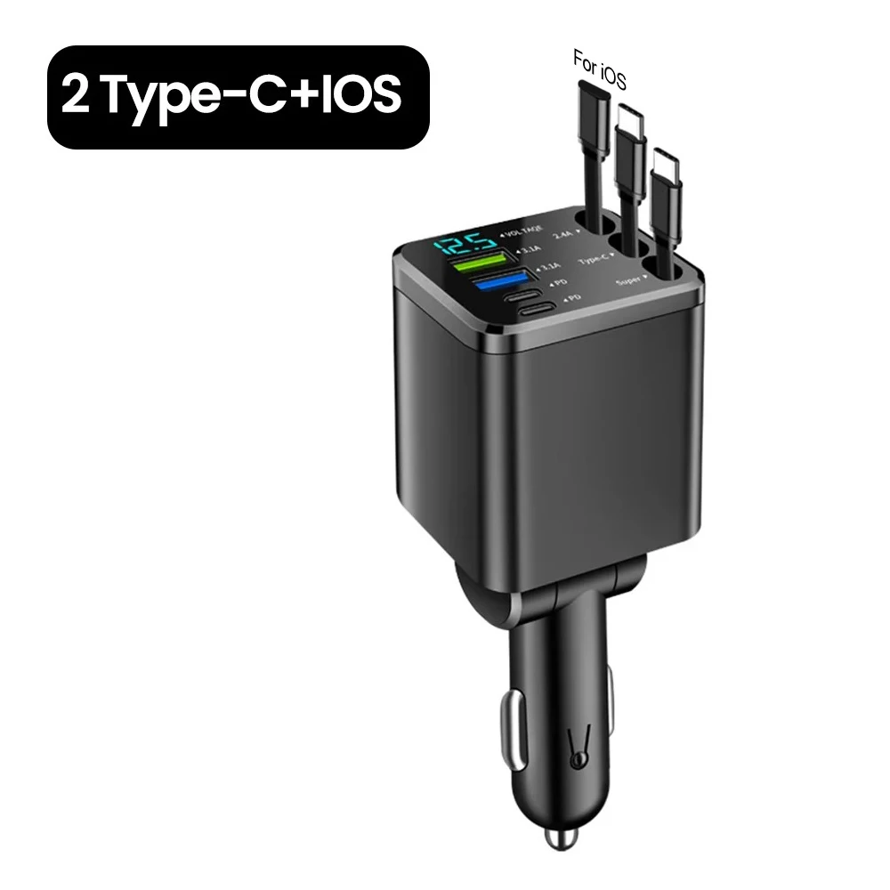 ตัวเลือกสินค้า ที่ชาร์จแบตในรถ 180W ชาร์จเร็ว PD30W พร้อมจอแสดงผล