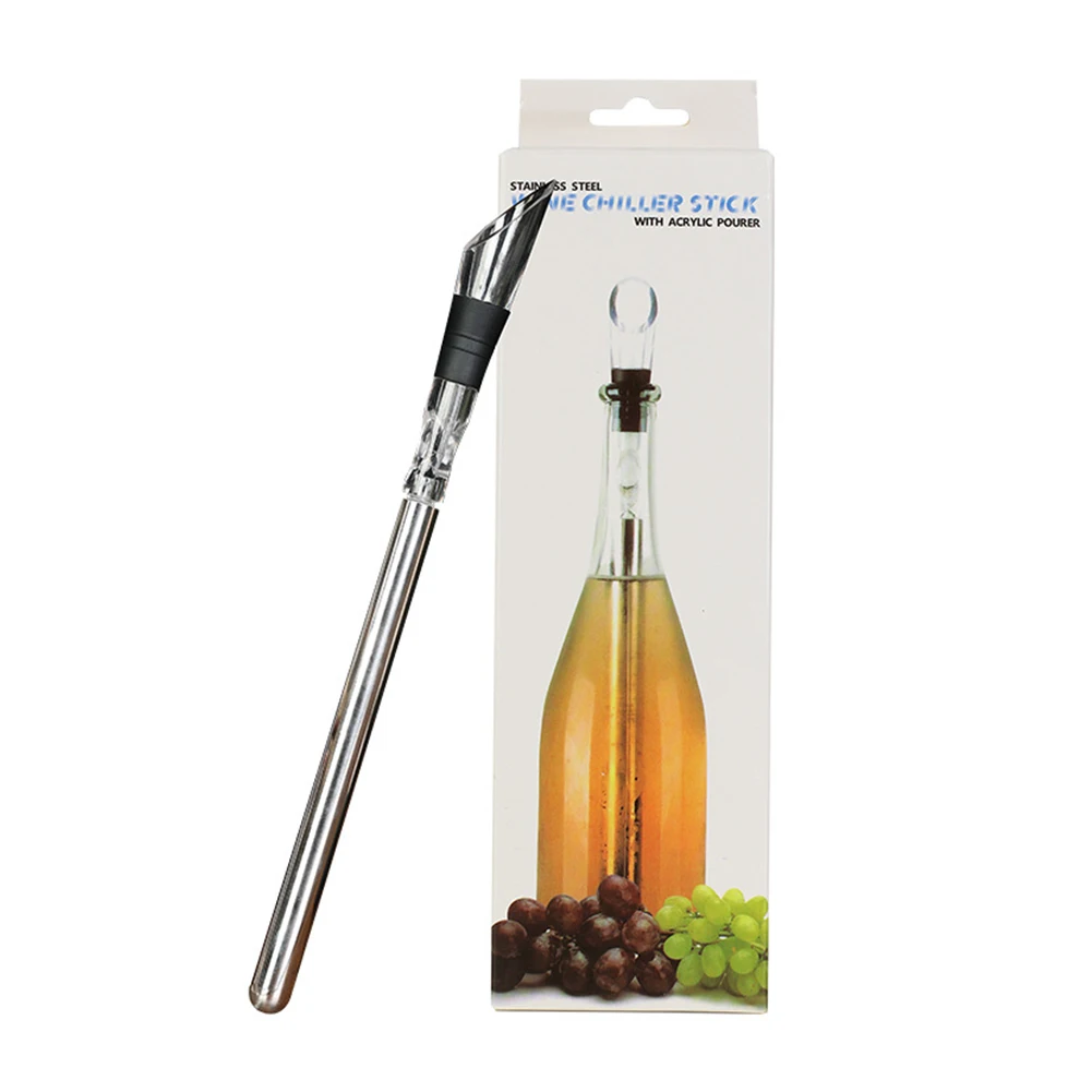 Wine Chiller Stick 3 In 1 Wine Cooler Stainless Steel Chiller Bar with Pourer Aerator Iceless Chilling Rod Gift