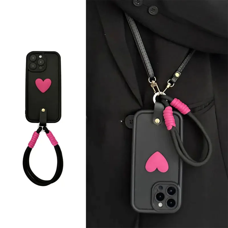 Enhanced Lanyard Wrist Strap Case with 3D Love Heart Design - Honor 400 Lite Crossbody Coque