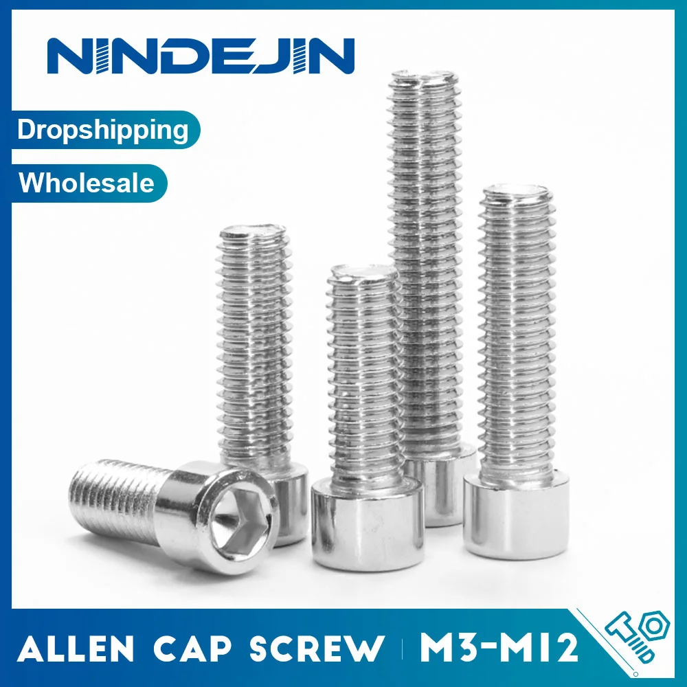 NINDEJIN 201-70 Socket Head Cap Screw M3-M12 201 Stainless Steel Allen Bolt