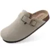 Evshine Retro Cork Clogs Slippers For Men Fashion Men Mules Shoe with Arch Support Unisex Classic Beach Shoes Men's Suede Sandal