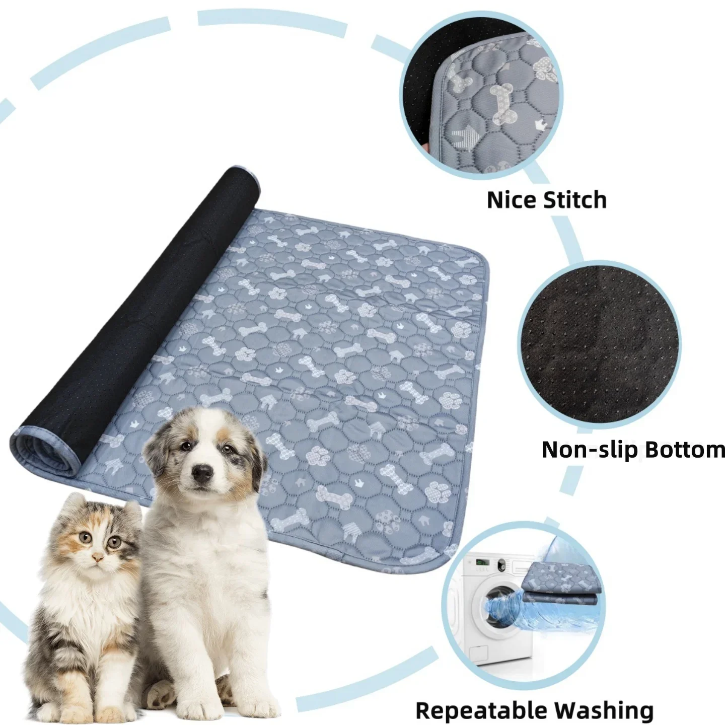 2Pcs Large Pet Dog Pee Pads Washable Sleep Play Pad Reusable Dogs Puppy Pads Pet Training for Dogs Cats Guinea Pig Mat