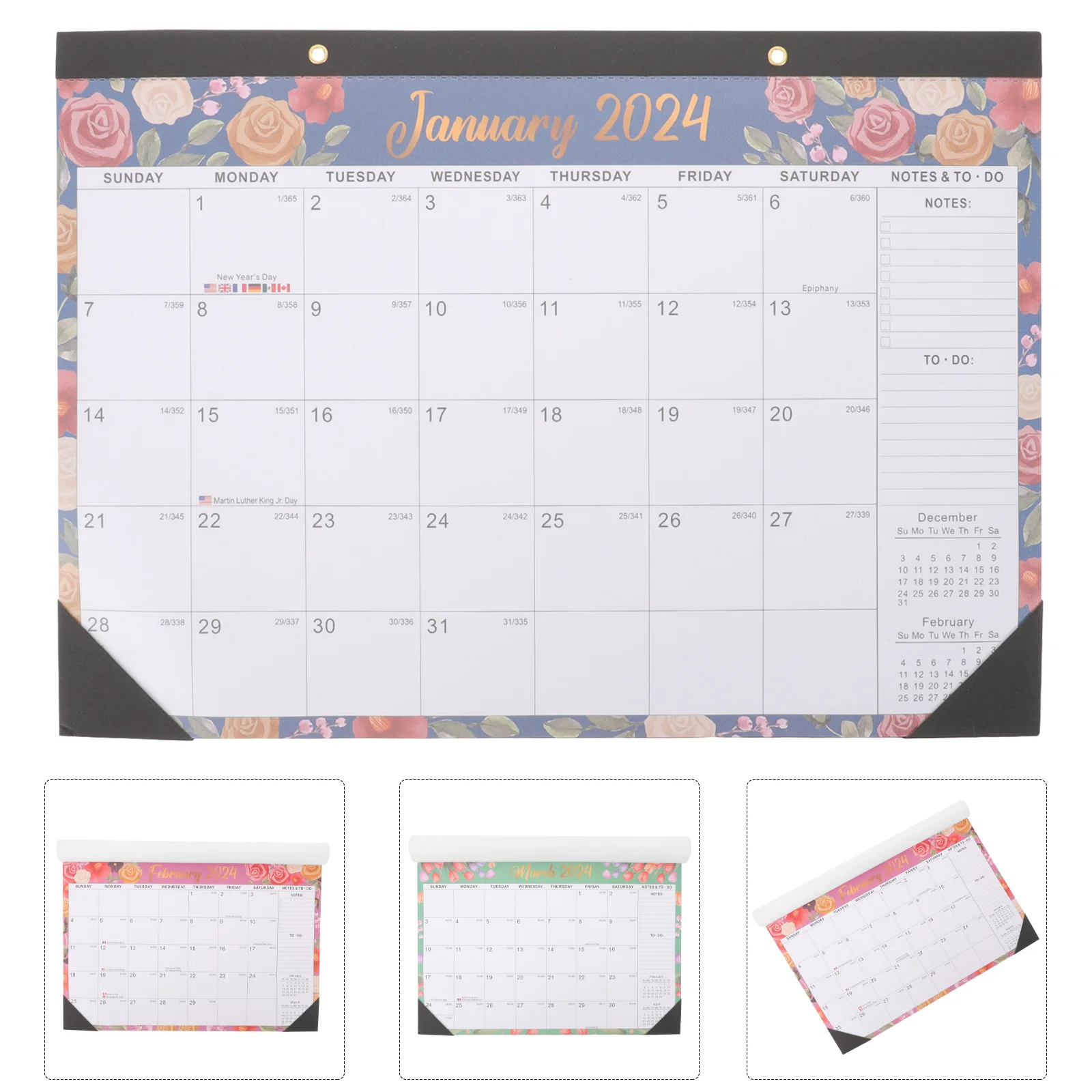 

2024 Wall-mounted Calendar 18-month Desktop Planner (Flowers 2024) Office Supplies Calendars