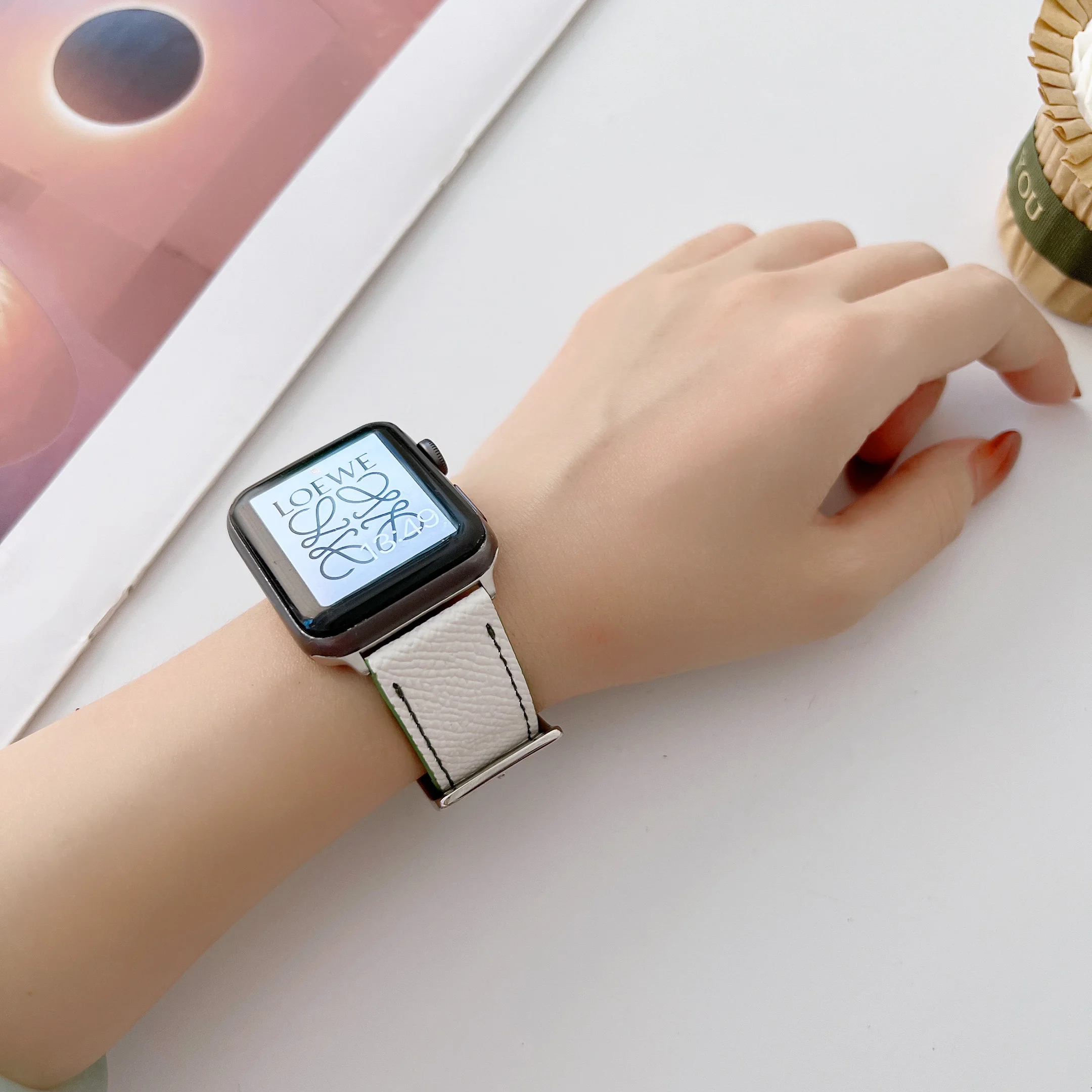 Leather Strap for Apple Watch Ultra 49mm 8 7 45mm 41mm 44mm 40mm 42mm 38mm Lychee Pattern Bracelet Wristband for iwatch 6 5 4 SE