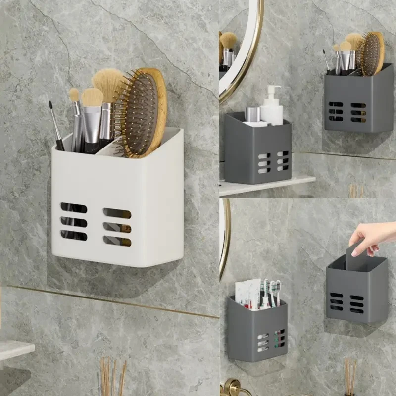 2 Pcs Badkamer Kam Houder en Haarborstel Organisator - Opgezette Gereedschap Opbergmateriaal met Drie Gaten voor Dagelijkse Haar