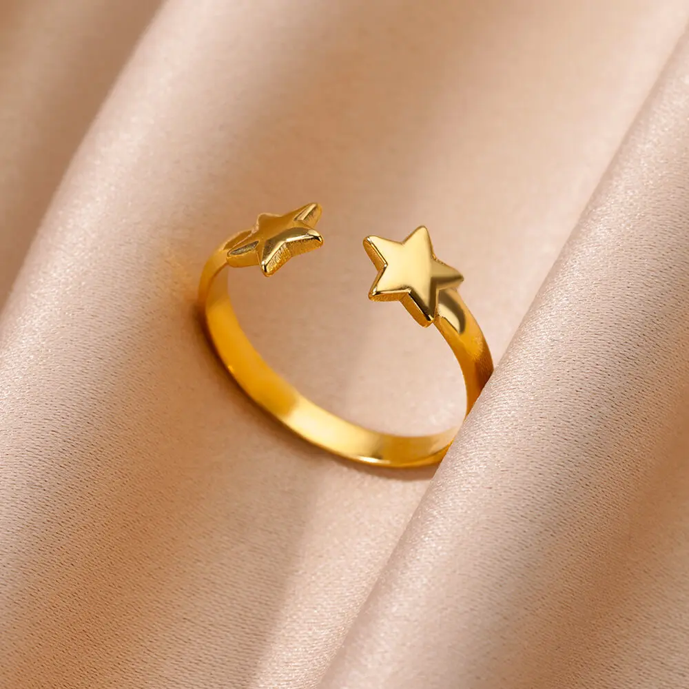 Edelstahl Ringe für Frauen Gold Farbe Ästhetische Geometrische Ring Hochzeit Schmuck Finger Zubehör Geschenk BFF anillos – Detail 11
