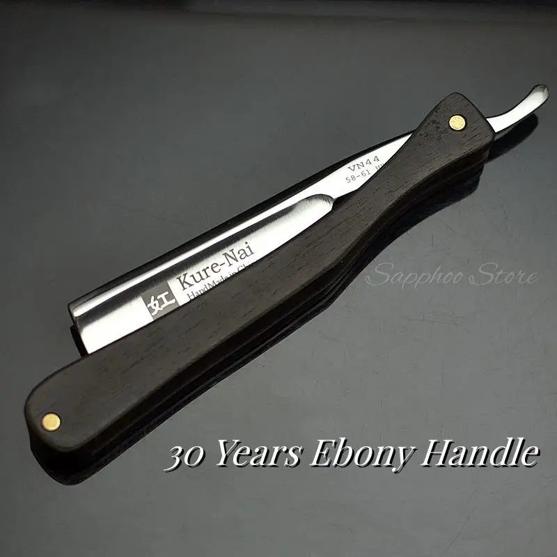 4pcs/set Classic S45C Carbon Steel Straight Edge Salon Barber Shaving Razor Shaver Ebony Handle SHAVING RAZOR Barber Tools G0307 4
