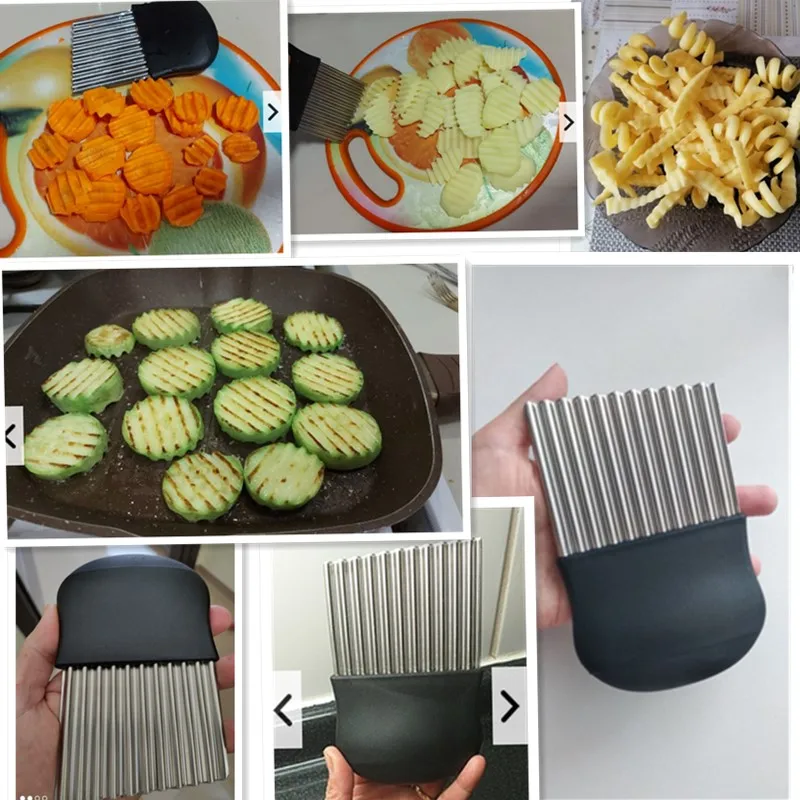 Cortador de patatas fritas, pelador de patatas fritas, cortador de masa  cortada, fruta y verdura, herramienta de cocina, cuchillo, cortador,  rebanador ondulado arrugado - AliExpress