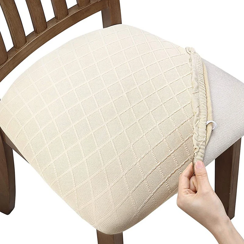 

4Pcs Rhombus Lattice Chair Seat Covers - Removable Washable Anti-Dust Dining Chair Seat Protector Cushion Slipcovers