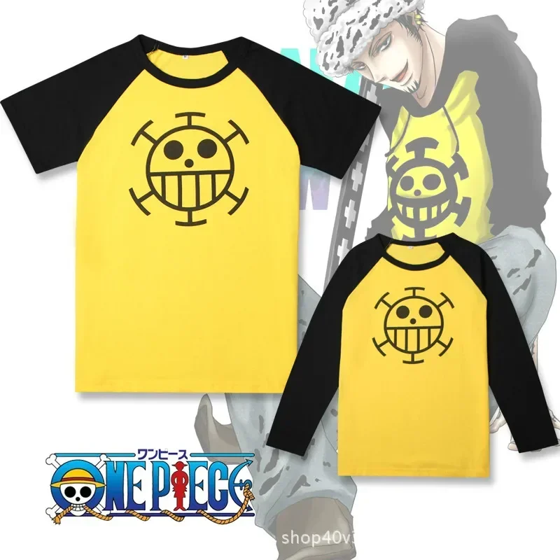 

One Piece Anime Cos Luo Long-sleeved Short-sleeved Male Trafalgarro Loose Casual Short-sleeved T-shirt Men