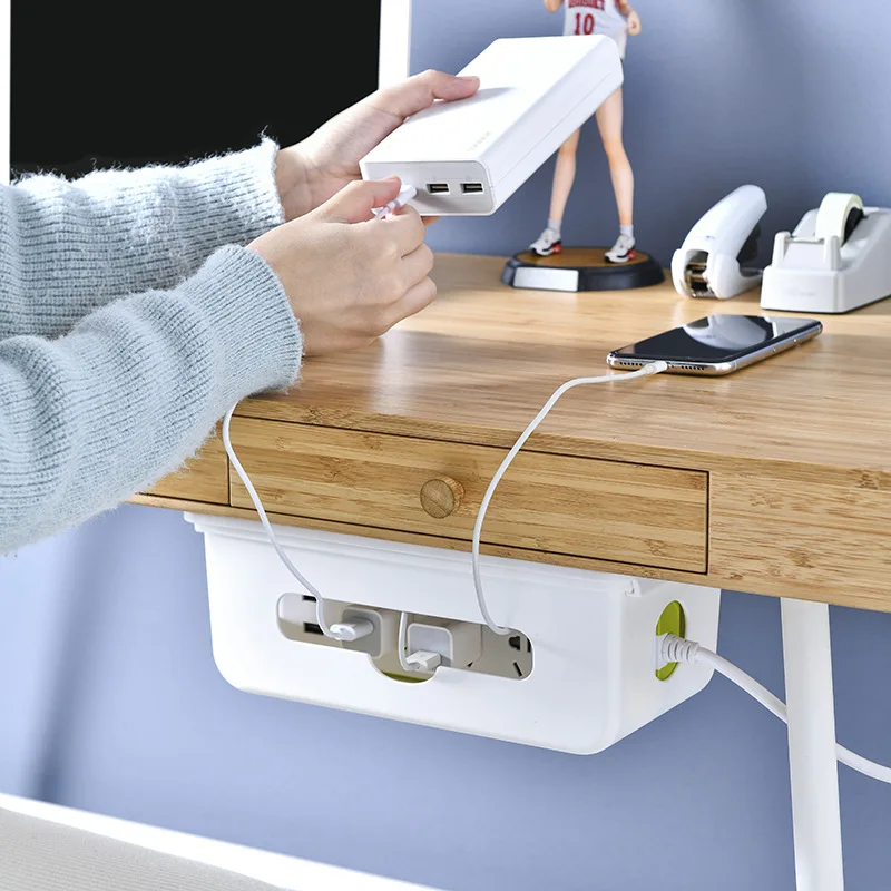 Cable Storage Box Self Adhesive Power Line Charger Socket Storage